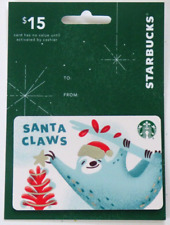 STARBUCKS Gift Card Santa Claws Sloth on Hanger - Christmas 2018, 2019 -No Value picture