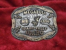 Megabull Rodeo Champion☆1996☆BULL RIDING TROPHY BUCKLE☆Idaho Falls ID☆RARE☆218 picture