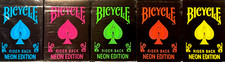 Bicycle Neon Rider Back Playing Cards - Set of 5 (Blue/Green/Yellow/Orange/Pink) picture