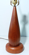 MCM Mid Century Modern 60's Danish Style Teak Wood Table Lamp 23” picture