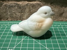 Fenton Blue Satin Glass Handpainted Bird Figurine Signed D. Cutshaw picture