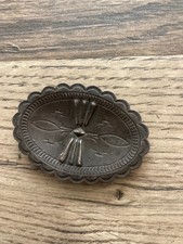 Vintage Southwestern Stamped Repousse Concho Signed LJ Navajo Style Scalloped picture