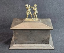 19th Century English Cast Iron Figural Tobacco Box ...Fighting Frenchman RARE picture