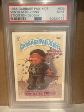 1985 Topps GPK GARBAGE PAIL KIDS Glossy Sticker VENTILATED VINNIE #82b PSA 9 picture