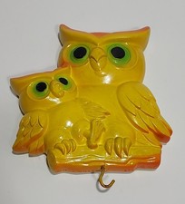 Miller Studios Chalkware Owl Family Wall Decor 1977 Towel Potholder Hook MCM picture