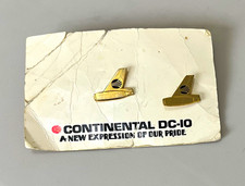 Continental Airlines DC-10 Lapel Pin Set (2) Gold Tone Pins on Card picture