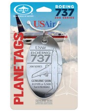 USAir Boeing 737-200 Tail #N200AU Genuine Aluminum Jet Plane Metal Skin Bag Tag picture