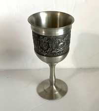 Judaica Collection - Jacob Rosenthal Pewter Kiddush Cup With Scene 5 3/4”H picture