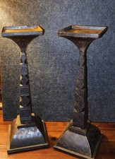 Vintage Pair of Heavy Iron Candle Holders, 15 in.  picture