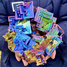 9.8LB  Rainbow Bismuth ore Crystal titanium Metal Mineral Specimen point healing picture
