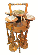 Antique 5 PC Smoking Stand Playing Card 4 Suits Glass Ashtrays Pipe Holder Caddy picture