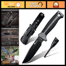 Extra Sharp Survival Knife with Fire Starter, D2 Steel Fixed Blade for Camping, picture