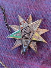 Victorian Masonic OES Order Of Eastern Star Pin 10K Gold Antique Enamel  picture
