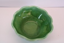 P10 CALIF Pottery Green Drip Glaze Bowl 7