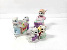 Vintage Ceramic Easter Bunny Candle Holder Figurines & 2 Baby Candle Climbers_BM picture