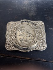 Vintage LTC Western Prod Co Ardmore Open Rodeo Belt Buckle 1974 Team Roping picture