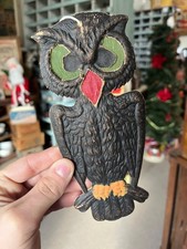 Antique 1920s German Halloween Diecut Owl 7.5