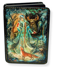 Snow Maiden Russian Snegurochka Lacquer Box Keepsake Jewelry Trinket Box 6x4 picture
