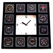 Pilot Airline Airplane Gauges cockpit Panel Black Clock with 12 dial images picture