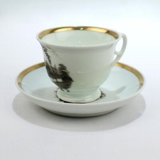 Antique Tucker & Hemphill Porcelain en Grisaille Cup & Saucer - Philadelphia. picture