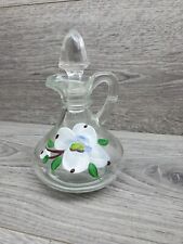 Vtg Hand Painted Glass Cruet Floral Pattern picture