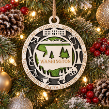 Washington State Christmas Ornament 4.5
