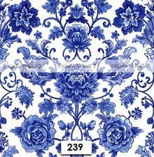 (239) TWO Paper LUNCHEON Decoupage Art Craft Napkins - Blue Floral Pattern picture
