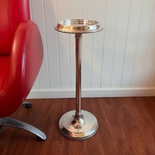 Vintage Silver Plated Mid Century Martini Table Smoking Stand Ashtray Pedestal picture