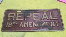 Vintage 1930s 'The Crusaders' repeal 18th Amendment license plate topper picture