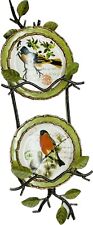 Nesting Mud Pie Bird Decorative Dessert Plates 8.25’ with Metal Display Rack picture