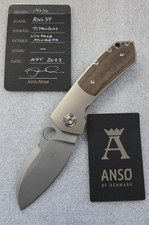 Jens Anso Knives Custom Mojo, Vintage Micarta, Micro-Diamond Ti, Spyderco Hole picture