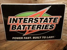 Vintage Aluminum Embossed Interstate Batteries Sign 48