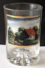c.1830 German Hand Painted Country Scene Glass Beaker. Rare 3-D Effect picture