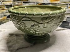 Vintage Hosley Pottery Potteries Planter 1930's Glazed Green Grape Vine Leaf picture