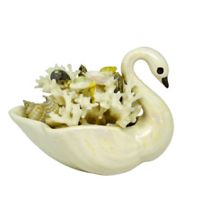 Swan Lusterware Iridescent Porcelain Bird Filled Coral Seashells Figurine 5