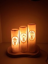 Rare Vtg 1940's Three Wise Men Kings Porcelain Luminary Candle Lamp Christmas picture