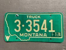 VINTAGE 1973 MONTANA LICENSE GREEN /WHITE 3-3541  1974 STICKER TRUCK COOL🤠 picture