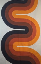 VTG 1970s Fabric Wall Hanging Panton Curves -Sweden Orange Brown -59