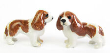 Cavalier King Charles Spaniel Set/2 Blenheim Miniature Porcelain Dog figurine picture
