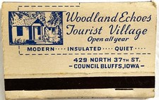Vintage Woodland Echoes Tourist Village Council Bluff IA Wide Matchbook picture
