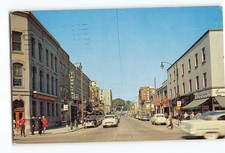 Oshawa Ontario Canada Postcard 1961 King St. Looking East Parked Autos picture
