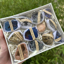 Stunning Set (12pcs)Aura Minerals Specimen Crystal Cluster Box Souvenir Gift picture