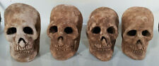 4 DAY OF THE DEAD HALLOWEEN 7in CLAY SKULL HAND CARVED GUATEMALAN FOLK ART picture
