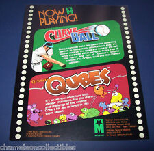 Q*bert's Cubes + Curve Ball Original NOS Video Arcade Game Flyer Q Bert Vintage picture