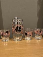Vintage “You Me Ours” Cocktail Drink Shaker Music Note 3 Shot Glass Set picture