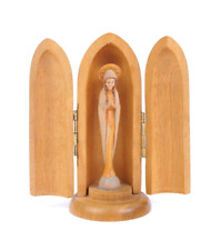 Vtg Anri Miniature Italian Handmade Wood Virgin Mary Madonna Travel Statue 3.75