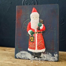 Handmade Christmas 3D Santa on Painted Wooden Cigar Box Decor Gifts picture
