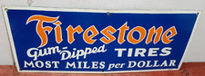 Firestone Gum Dipped Tires Porcelain Enamel Sign 24 x 10 Inches 1 Sided picture