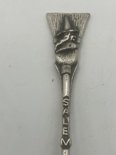 Salem Massachusetts 1692 Pewter Souvenir Spoon Witch Broom 3 3/8