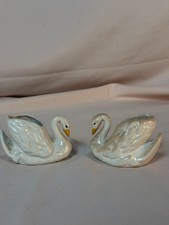 Vintage White Ceramic Haegar Swan Bird Figurines Decorative Set Of 2 picture